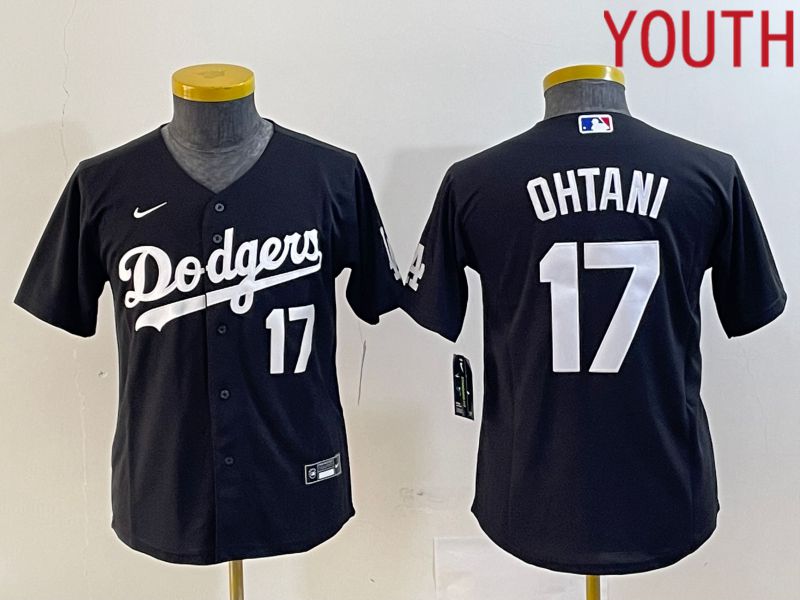 Youth Los Angeles Dodgers 17 Ohtani Black Nike Game MLB Jersey style 3